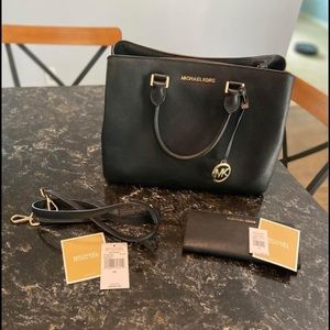 Micheal Kors Black Satchel Bag and Wallet